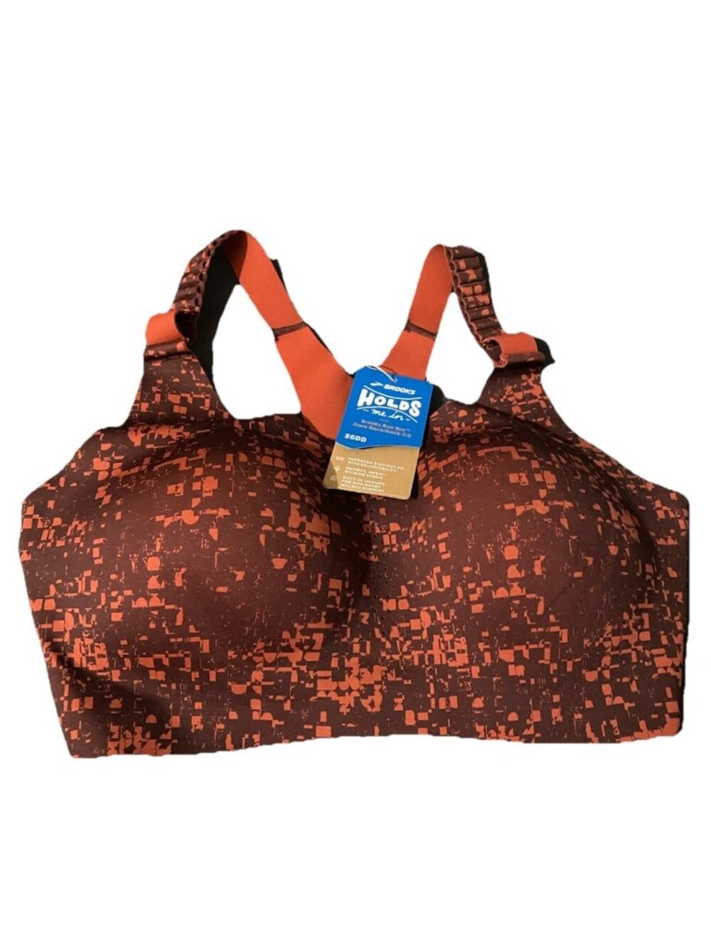Brooks NWT 36DD Dare Racerback Sports Bra Glitch Print Wicking Adjustable